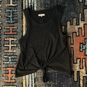 Madewell Knot-Front Tank Top Black Size Small